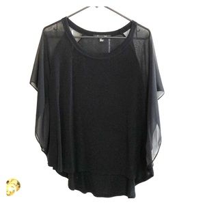 Light sweater with sheer sleeves.